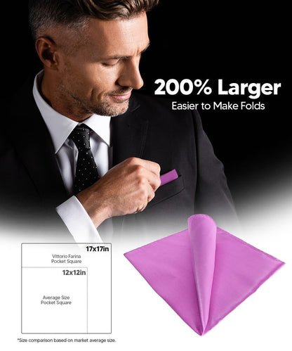 Vittorio Farina Men's Silky Satin Square Pocket Square - Lavender - Pocket Square - Vittorio Farina