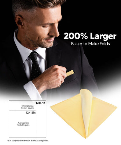Vittorio Farina Men's Silky Satin Square Pocket Square - Maize - Pocket Square - Vittorio Farina