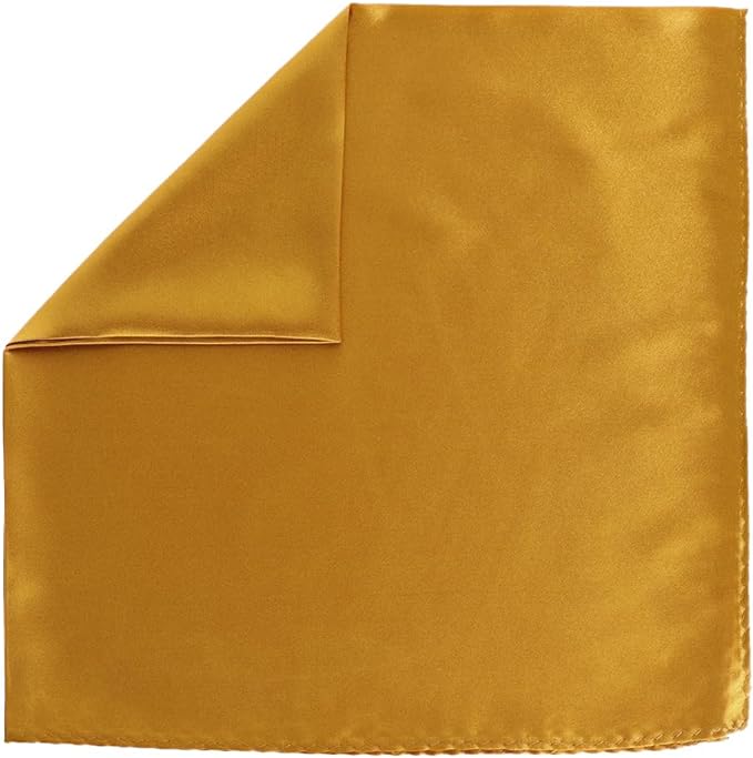 Vittorio Farina Men's Silky Satin Square Pocket Square - Mustard Yellow - Pocket Square - Vittorio Farina