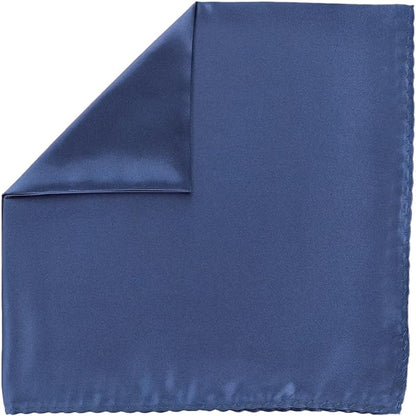 Vittorio Farina Men's Silky Satin Square Pocket Square - Navy Blue - Pocket Square - Vittorio Farina