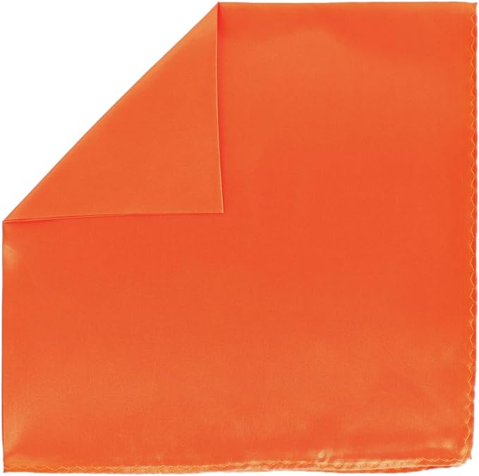 Vittorio Farina Men's Silky Satin Square Pocket Square - Orange - Pocket Square - Vittorio Farina