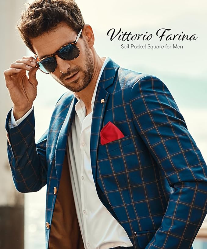 Vittorio Farina Men's Silky Satin Square Pocket Square - Red - Pocket Square - Vittorio Farina