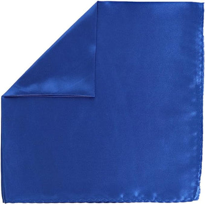 Vittorio Farina Men's Silky Satin Square Pocket Square - Royal Blue - Pocket Square - Vittorio Farina