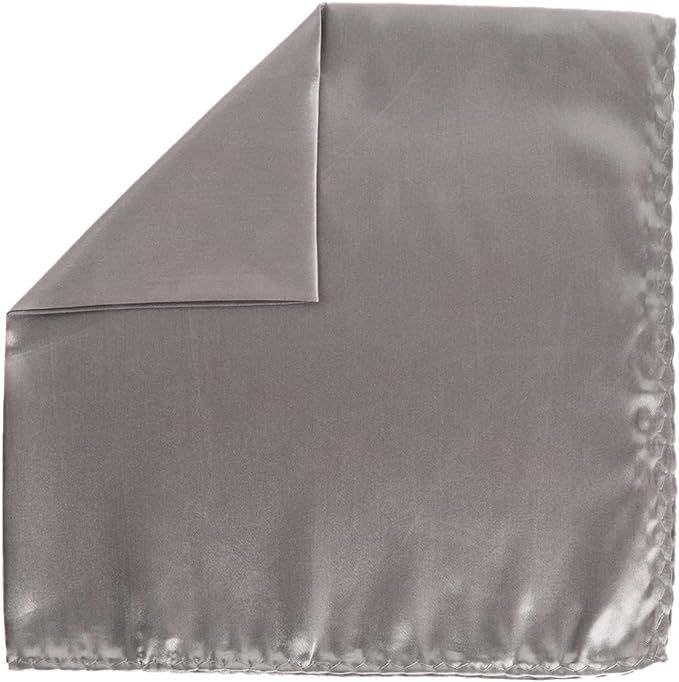 Vittorio Farina Men's Silky Satin Square Pocket Square - Silver - Pocket Square - Vittorio Farina