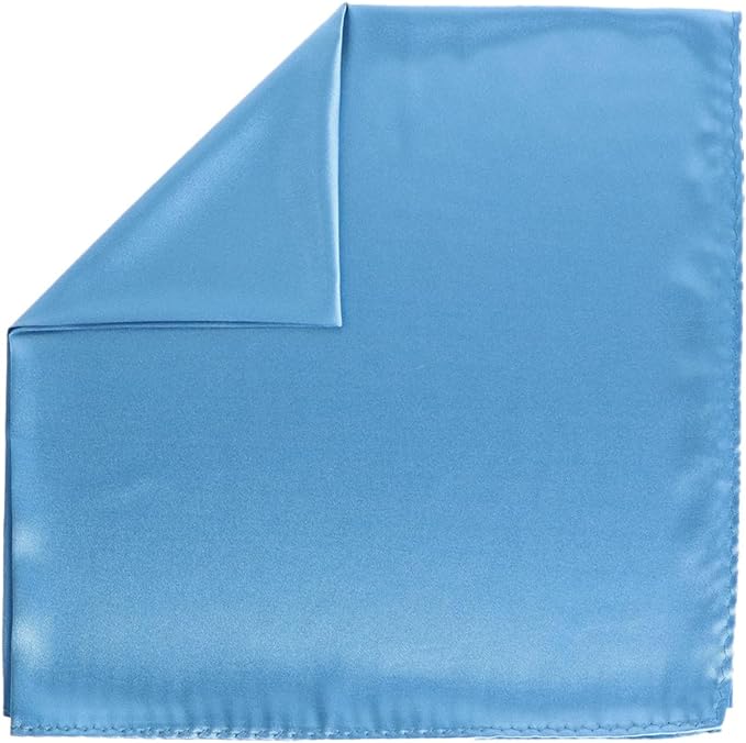 Vittorio Farina Men's Silky Satin Square Pocket Square - Sky Blue - Pocket Square - Vittorio Farina