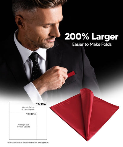 Vittorio Farina Men's Silky Satin Square Pocket Square - Wine - Pocket Square - Vittorio Farina