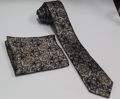 Vittorio Farina Men's Skinny Design Satin Necktie and Pocket Square - SD-0001 - Necktie & Pocket Square - Vittorio Farina