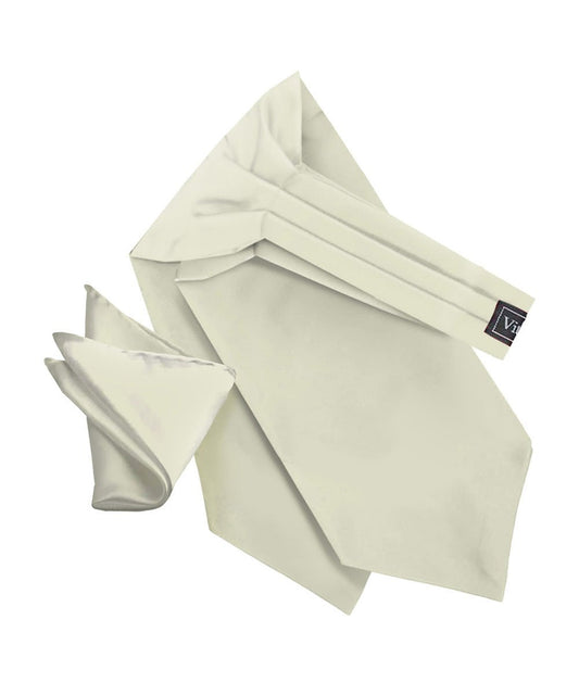 Vittorio Farina Men's Solid Satin Ascot & Pocket Square - Beige - Ascot & Pocket Square - Vittorio Farina