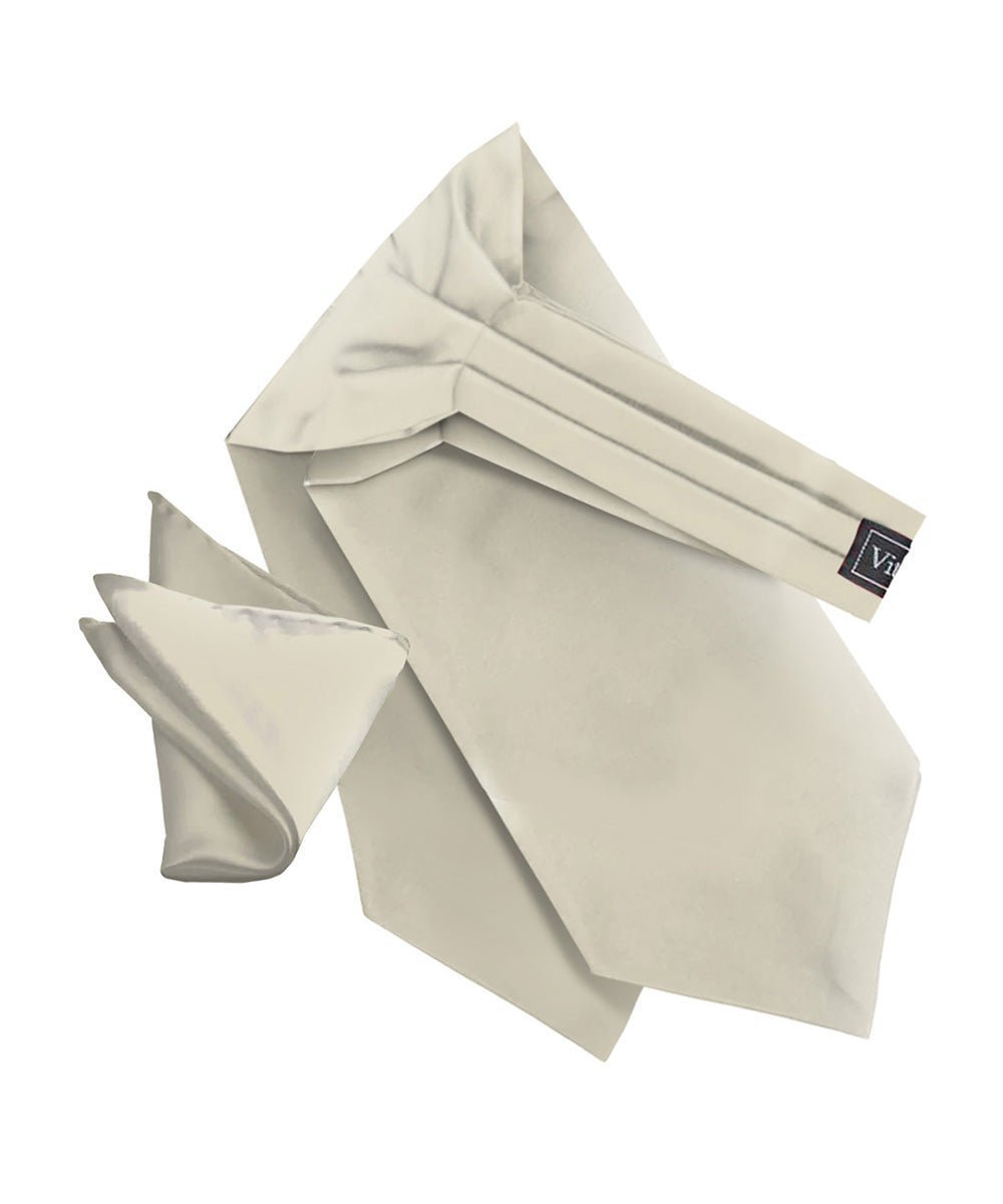 Vittorio Farina Men's Solid Satin Ascot & Pocket Square - Ivory - Ascot & Pocket Square - Vittorio Farina