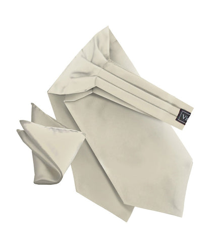 Vittorio Farina Men's Solid Satin Ascot & Pocket Square - Ivory - Ascot & Pocket Square - Vittorio Farina
