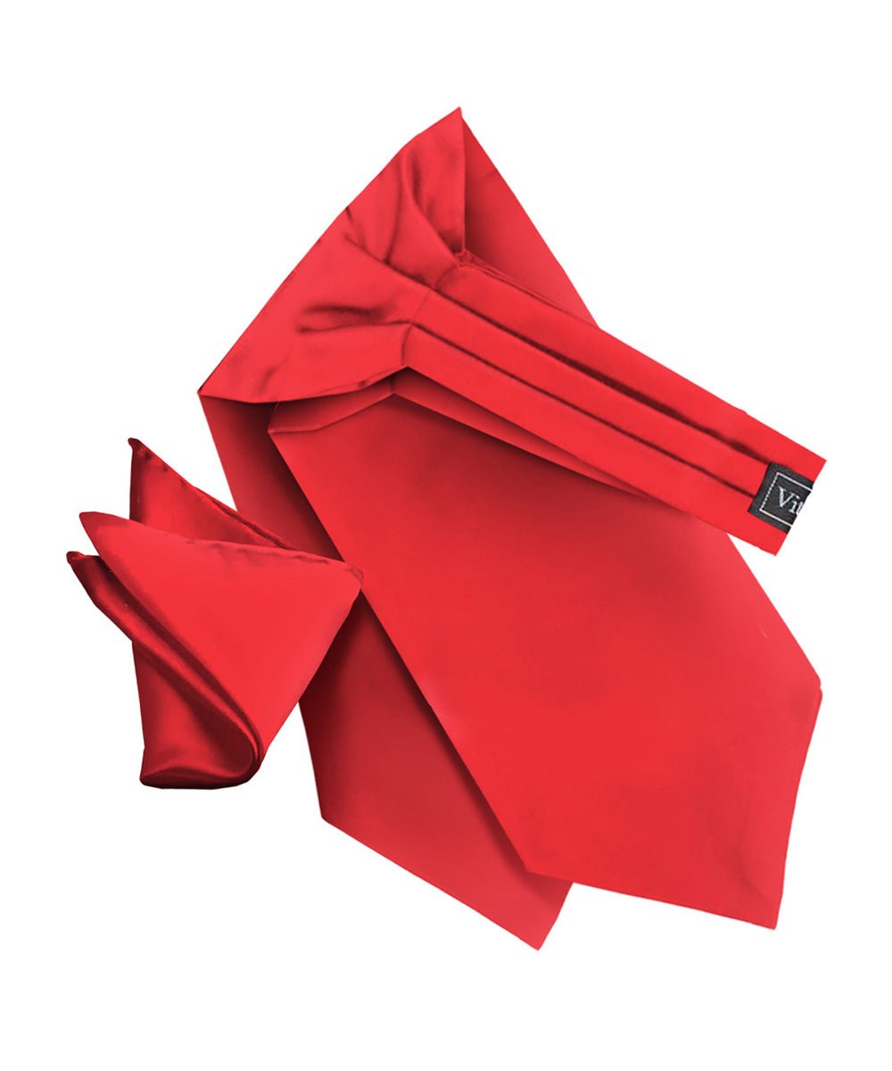 Vittorio Farina Men's Solid Satin Ascot & Pocket Square - Red - Ascot & Pocket Square - Vittorio Farina