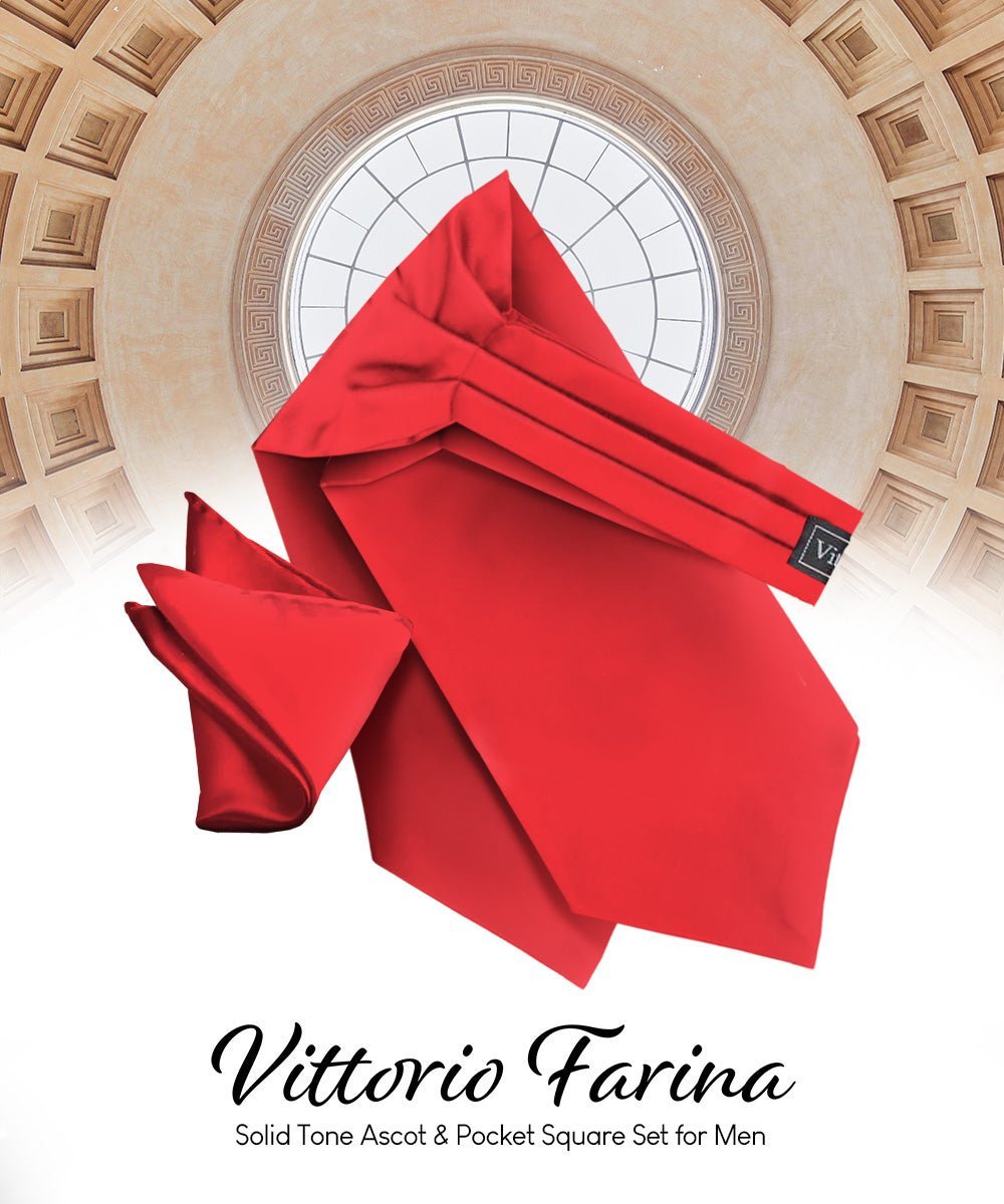 Vittorio Farina Men's Solid Satin Ascot & Pocket Square - Ivory - Ascot & Pocket Square - Vittorio Farina