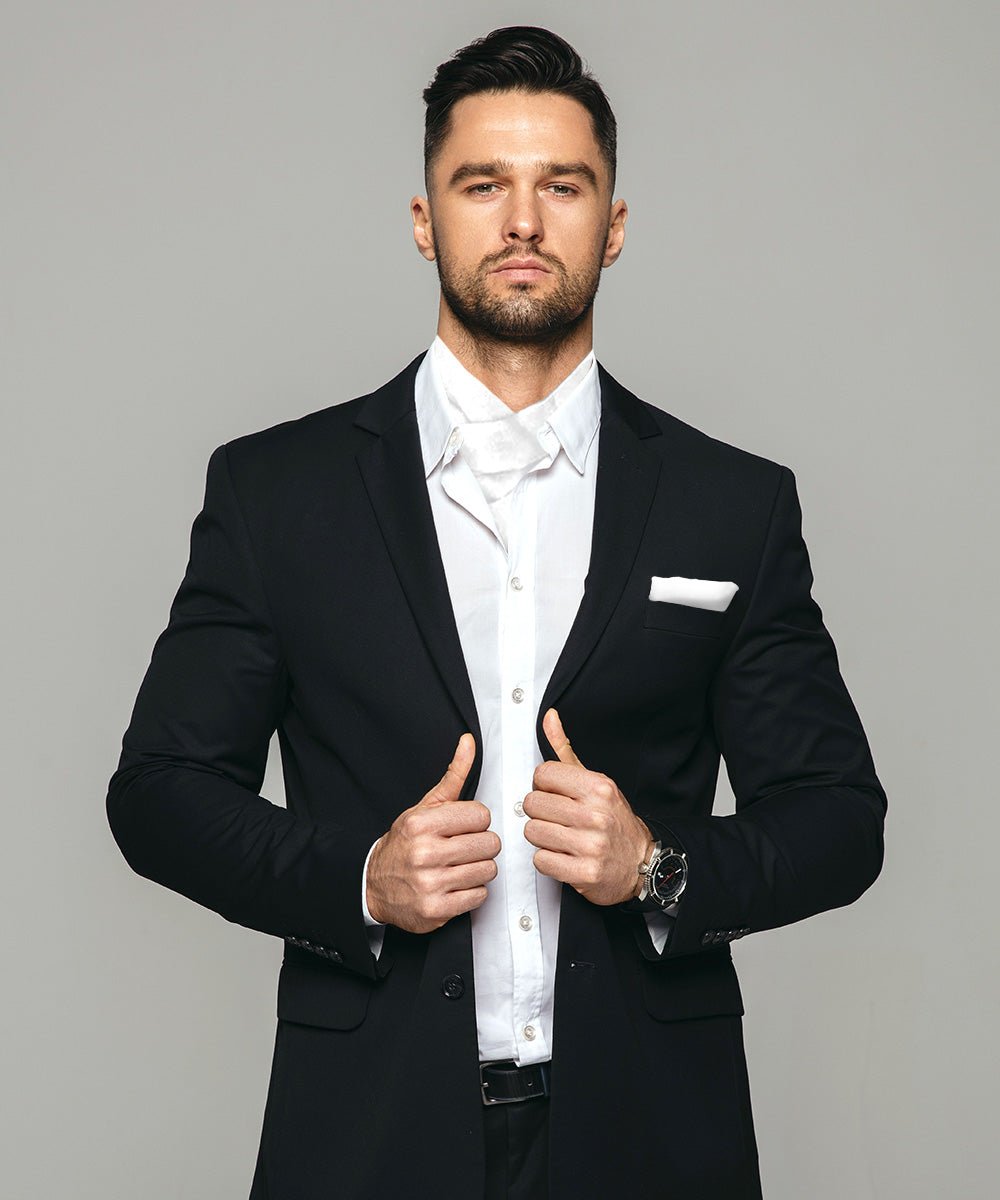 Vittorio Farina Men's Solid Satin Ascot & Pocket Square - White - Ascot & Pocket Square - Vittorio Farina
