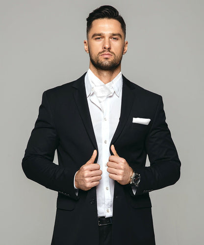 Vittorio Farina Men's Solid Satin Ascot & Pocket Square - White - Ascot & Pocket Square - Vittorio Farina