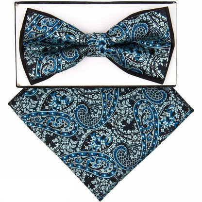 Vittorio Farina Men's Two Tone Design Bow Tie & Pocket Square in Gift Box - tbh-1102 - Bow Tie & Pocket Square - Vittorio Farina