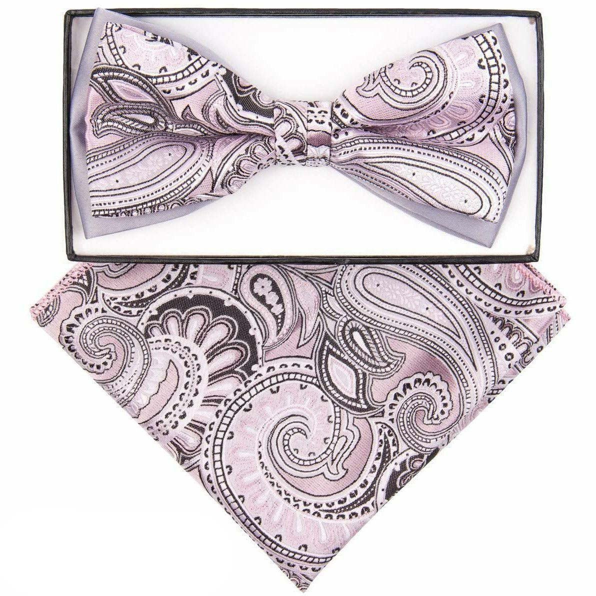 Vittorio Farina Men's Two Tone Design Bow Tie & Pocket Square in Gift Box - tbh-1102 - Bow Tie & Pocket Square - Vittorio Farina