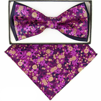 Vittorio Farina Men's Two Tone Design Bow Tie & Pocket Square in Gift Box - tbh-1123 - Bow Tie & Pocket Square - Vittorio Farina