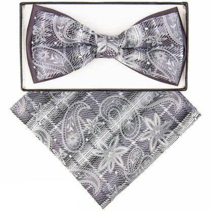 Vittorio Farina Men's Two Tone Design Bow Tie & Pocket Square in Gift Box - tbh-1126 - Bow Tie & Pocket Square - Vittorio Farina