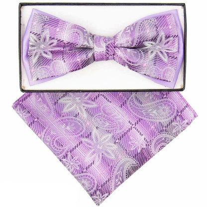 Vittorio Farina Men's Two Tone Design Bow Tie & Pocket Square in Gift Box - tbh-1126 - Bow Tie & Pocket Square - Vittorio Farina