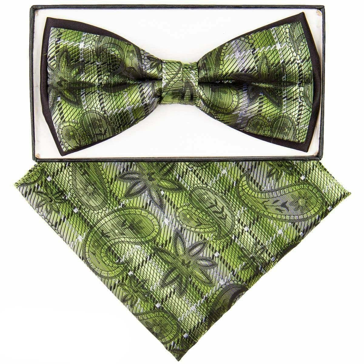 Vittorio Farina Men's Two Tone Design Bow Tie & Pocket Square in Gift Box - tbh-1126 - Bow Tie & Pocket Square - Vittorio Farina