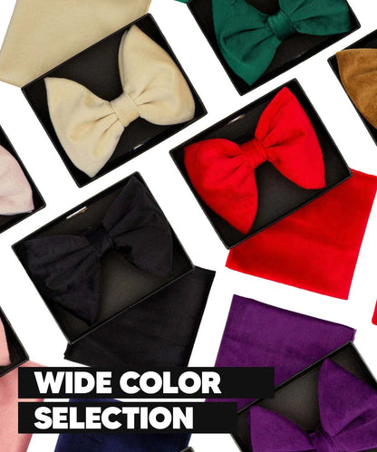 Vittorio Farina Men's Velvet Teardrop Bow Tie & Pocket Square in Gift Box - Black - Bow Tie & Pocket Square - Vittorio Farina