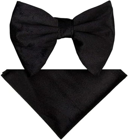 Vittorio Farina Men's Velvet Teardrop Bow Tie & Pocket Square in Gift Box - Black - Bow Tie & Pocket Square - Vittorio Farina