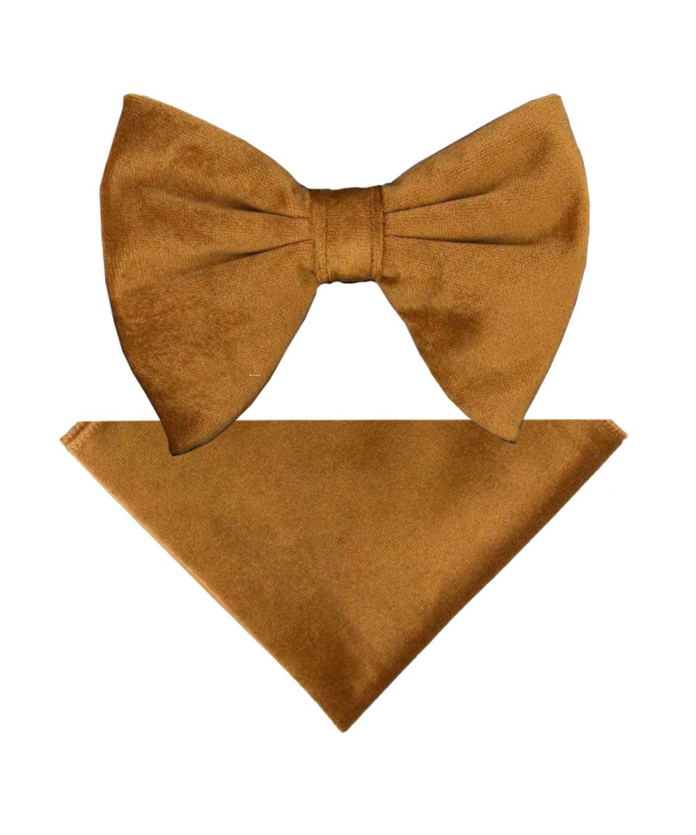 Vittorio Farina Men's Velvet Teardrop Bow Tie & Pocket Square in Gift Box - Brown - Bow Tie & Pocket Square - Vittorio Farina