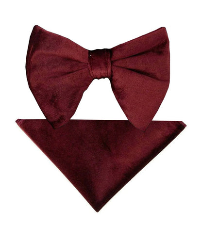 Vittorio Farina Men's Velvet Teardrop Bow Tie & Pocket Square in Gift Box - Burgundy - Bow Tie & Pocket Square - Vittorio Farina