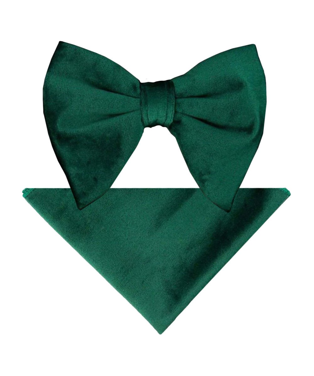 Vittorio Farina Men's Velvet Teardrop Bow Tie & Pocket Square in Gift Box - Hunter Green - Bow Tie & Pocket Square - Vittorio Farina
