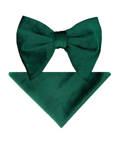 Vittorio Farina Men's Velvet Teardrop Bow Tie & Pocket Square in Gift Box - Hunter Green - Bow Tie & Pocket Square - Vittorio Farina