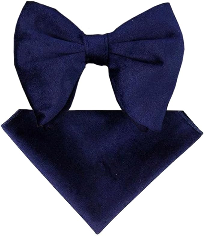 Vittorio Farina Men's Velvet Teardrop Bow Tie & Pocket Square in Gift Box - Navy Blue - Bow Tie & Pocket Square - Vittorio Farina