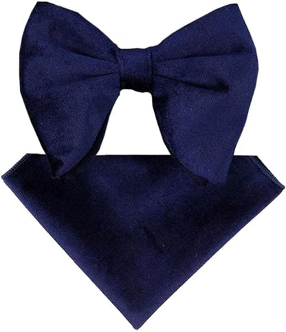 Vittorio Farina Men's Velvet Teardrop Bow Tie & Pocket Square in Gift Box - Navy Blue - Bow Tie & Pocket Square - Vittorio Farina