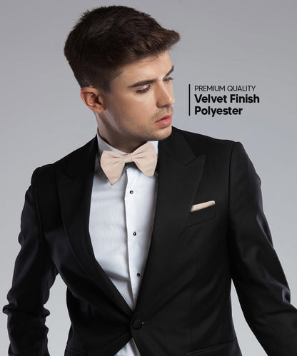 Vittorio Farina Men's Velvet Teardrop Bow Tie & Pocket Square in Gift Box - Pink - Bow Tie & Pocket Square - Vittorio Farina