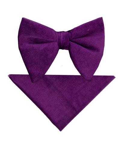 Vittorio Farina Men's Velvet Teardrop Bow Tie & Pocket Square in Gift Box - Purple - Bow Tie & Pocket Square - Vittorio Farina
