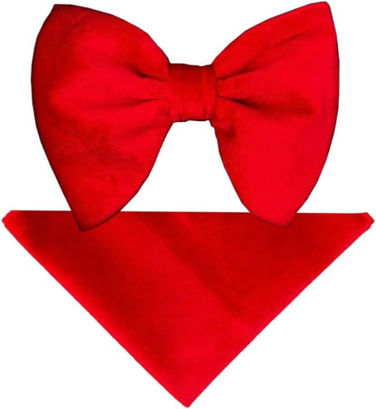Vittorio Farina Men's Velvet Teardrop Bow Tie & Pocket Square in Gift Box - Red - Bow Tie & Pocket Square - Vittorio Farina
