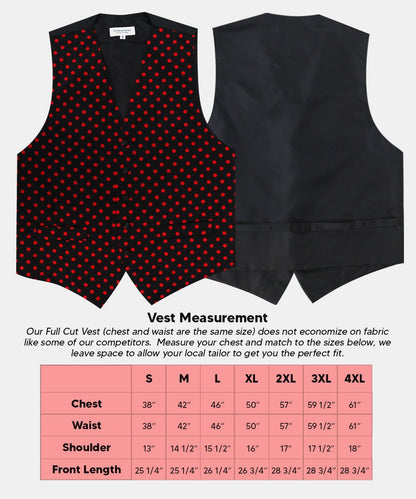Vittorio Farina Men's White and Black Dot Polka Dot Vest, Necktie, Bow Tie and Pocket Square Set - Black and Red - Vest Set - Vittorio Farina