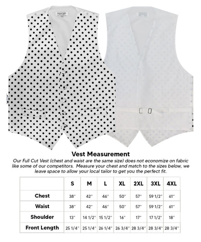 Vittorio Farina Men's White and Black Dot Polka Dot Vest, Necktie, Bow Tie and Pocket Square Set - White and Black - Vest Set - Vittorio Farina