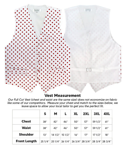 Vittorio Farina Men's White and Black Dot Polka Dot Vest, Necktie, Bow Tie and Pocket Square Set - White and Red - Vest Set - Vittorio Farina