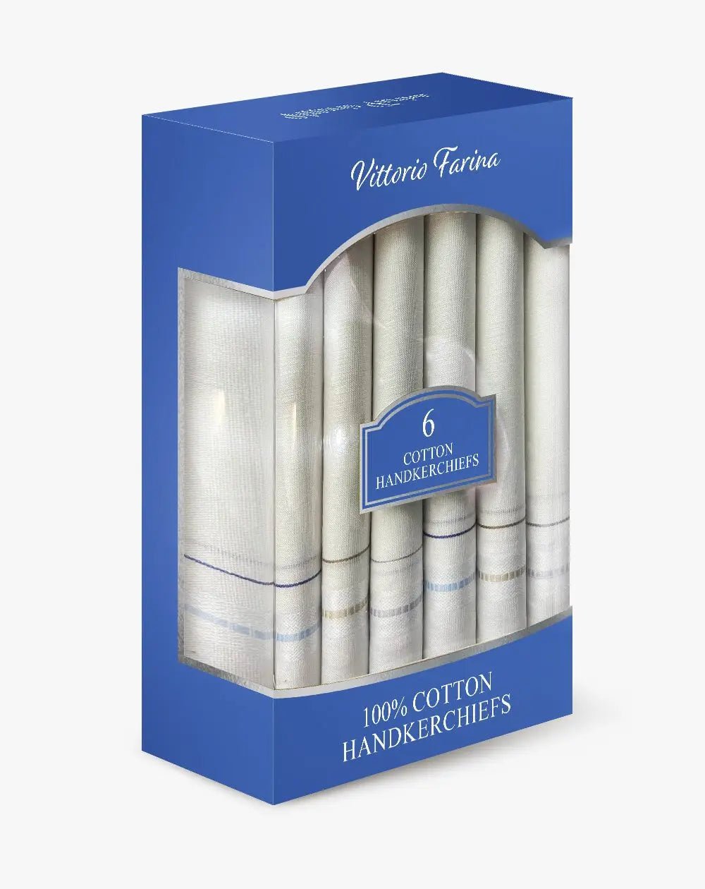 Vittorio Farina Men's White Cotton Handkerchiefs in Gift Box: 3, 6 & 12 Pack - 6 - Apparel Accessories - Vittorio Farina