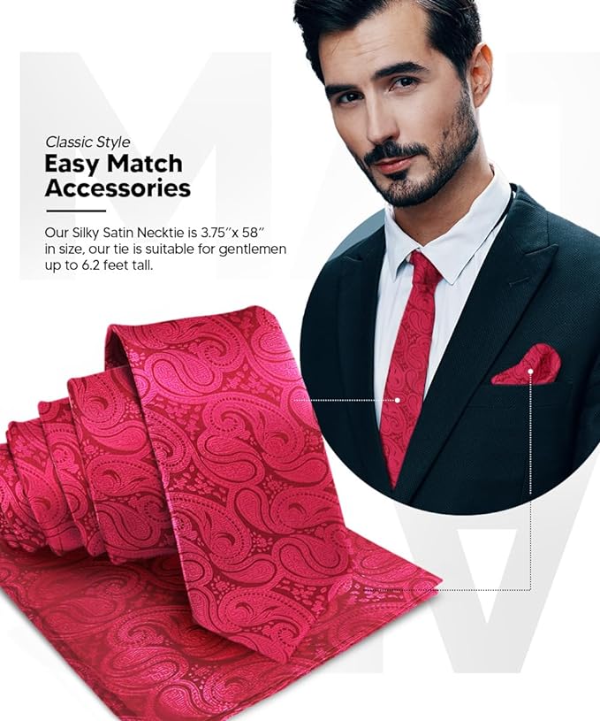 Vittorio Farina Men's Woven Paisley Necktie & Pocket Square - Burnt Orange - Necktie & Pocket Square - Vittorio Farina