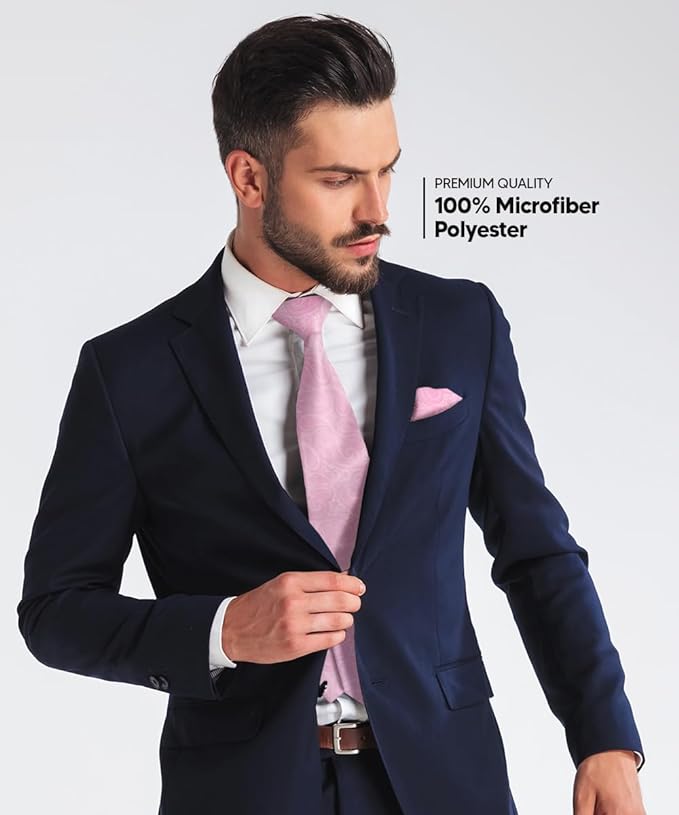 Vittorio Farina Men's Woven Paisley Necktie & Pocket Square - Navy Blue - Necktie & Pocket Square - Vittorio Farina