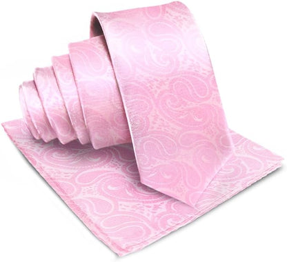 Vittorio Farina Men's Woven Paisley Necktie & Pocket Square - Pink - Necktie & Pocket Square - Vittorio Farina