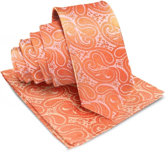 Vittorio Farina Men's Woven Paisley Necktie & Pocket Square - Rose Gold - Necktie & Pocket Square - Vittorio Farina