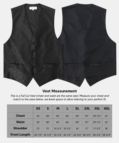 Vittorio Farina Men's Woven Paisley Vest, Necktie, Bow Tie and Pocket Square Set (Black Back) - Black - Vest Set - Vittorio Farina