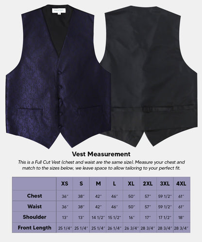 Vittorio Farina Men's Woven Paisley Vest, Necktie, Bow Tie and Pocket Square Set (Black Back) - Navy Blue - Vest Set - Vittorio Farina