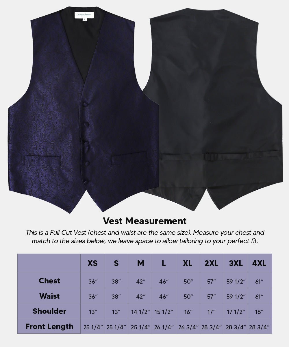 Vittorio Farina Men's Woven Paisley Vest, Necktie, Bow Tie and Pocket Square Set (Black Back) - Navy Blue - Vest Set - Vittorio Farina