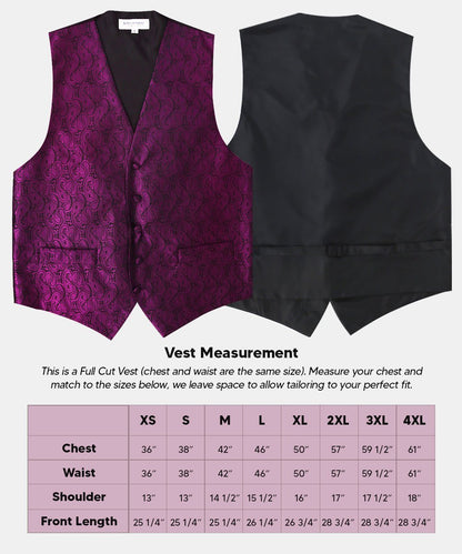 Vittorio Farina Men's Woven Paisley Vest, Necktie, Bow Tie and Pocket Square Set (Black Back) - Black - Vest Set - Vittorio Farina