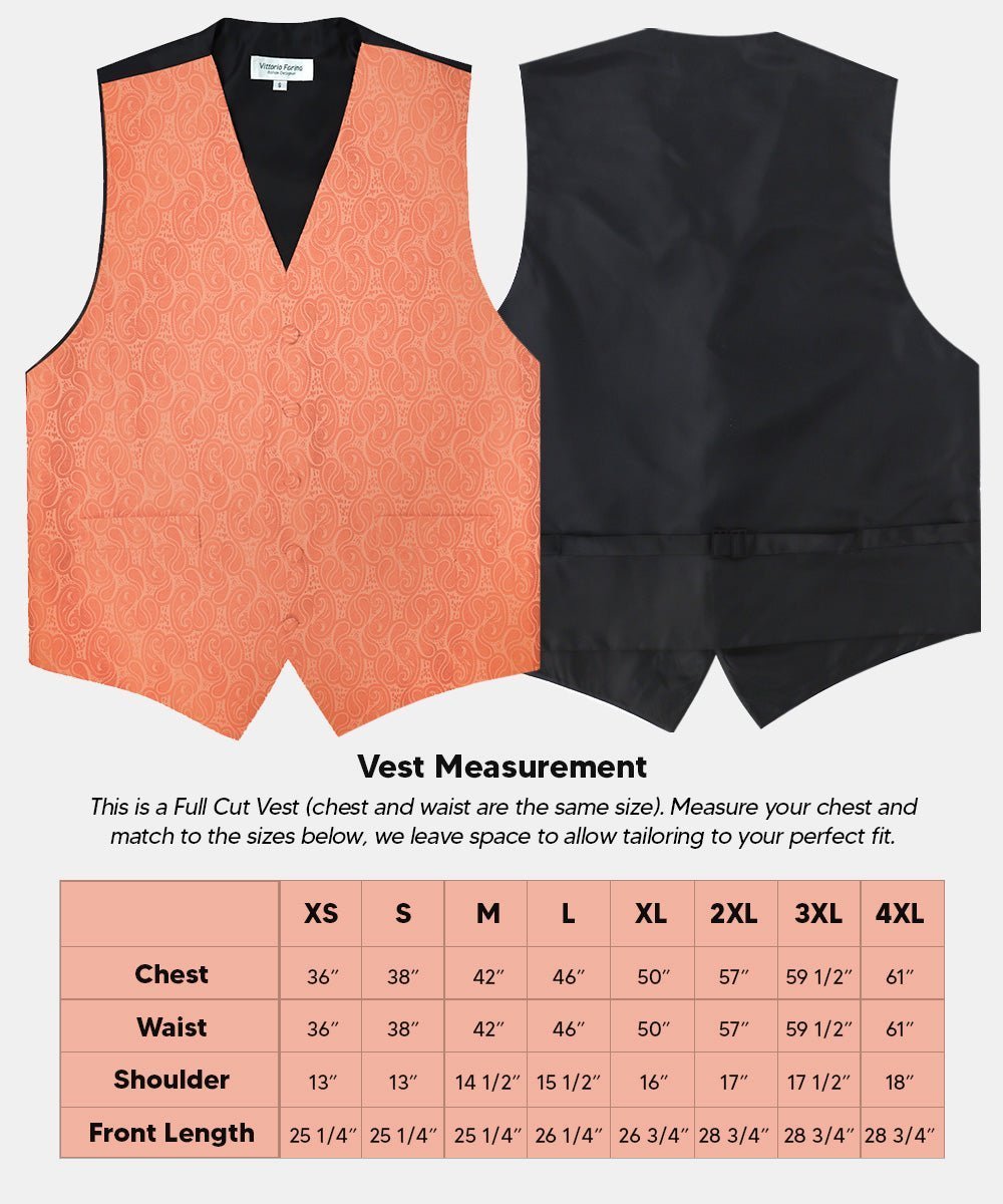 Vittorio Farina Men's Woven Paisley Vest, Necktie, Bow Tie and Pocket Square Set (Black Back) - Rose Gold - Vest Set - Vittorio Farina
