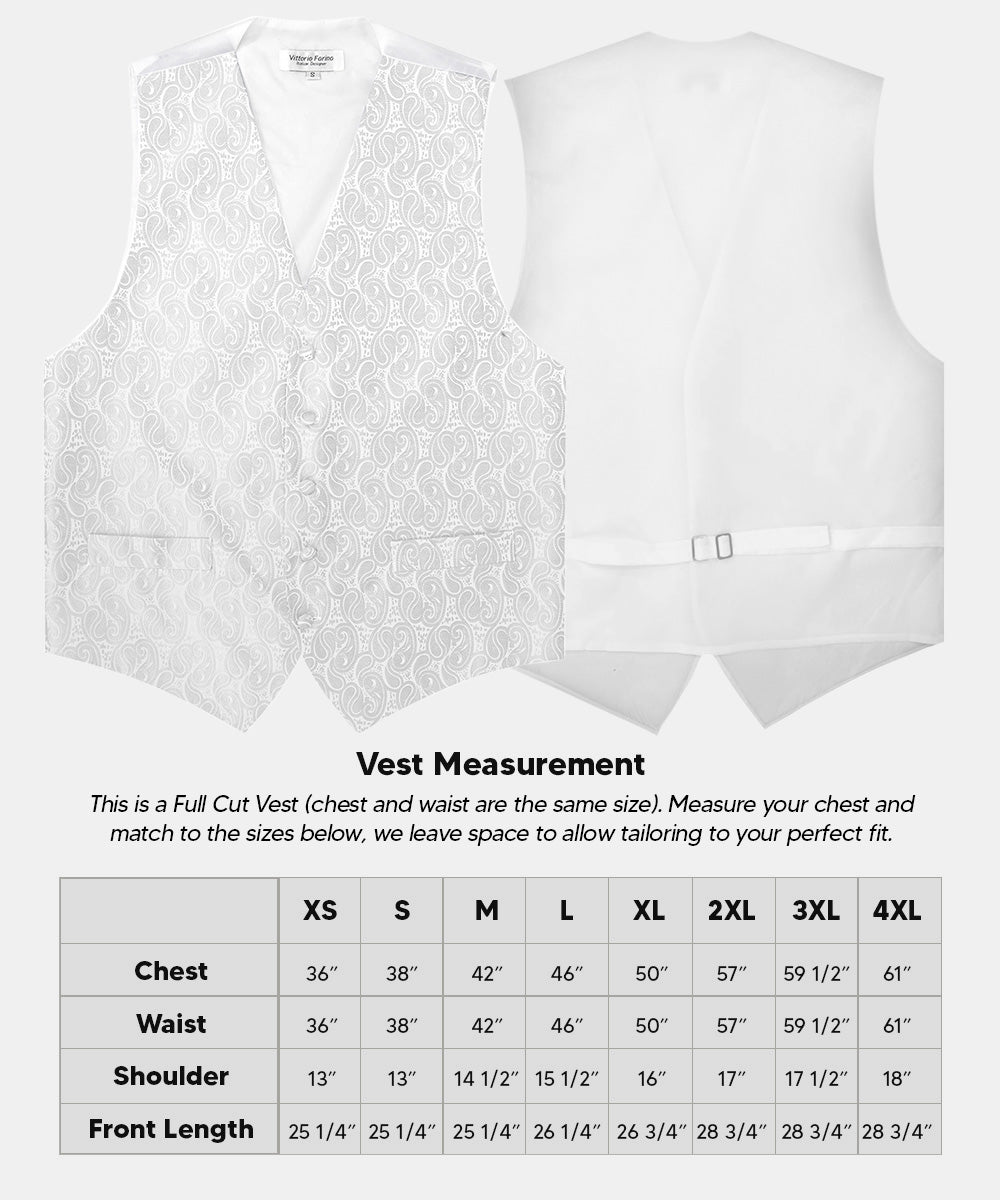 Vittorio Farina Men's Woven Paisley Vest, Necktie, Bow Tie and Pocket Square Set (White Back) - White - Vest Set - Vittorio Farina
