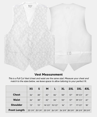 Vittorio Farina Men's Woven Paisley Vest, Necktie, Bow Tie and Pocket Square Set (White Back) - White - Vest Set - Vittorio Farina